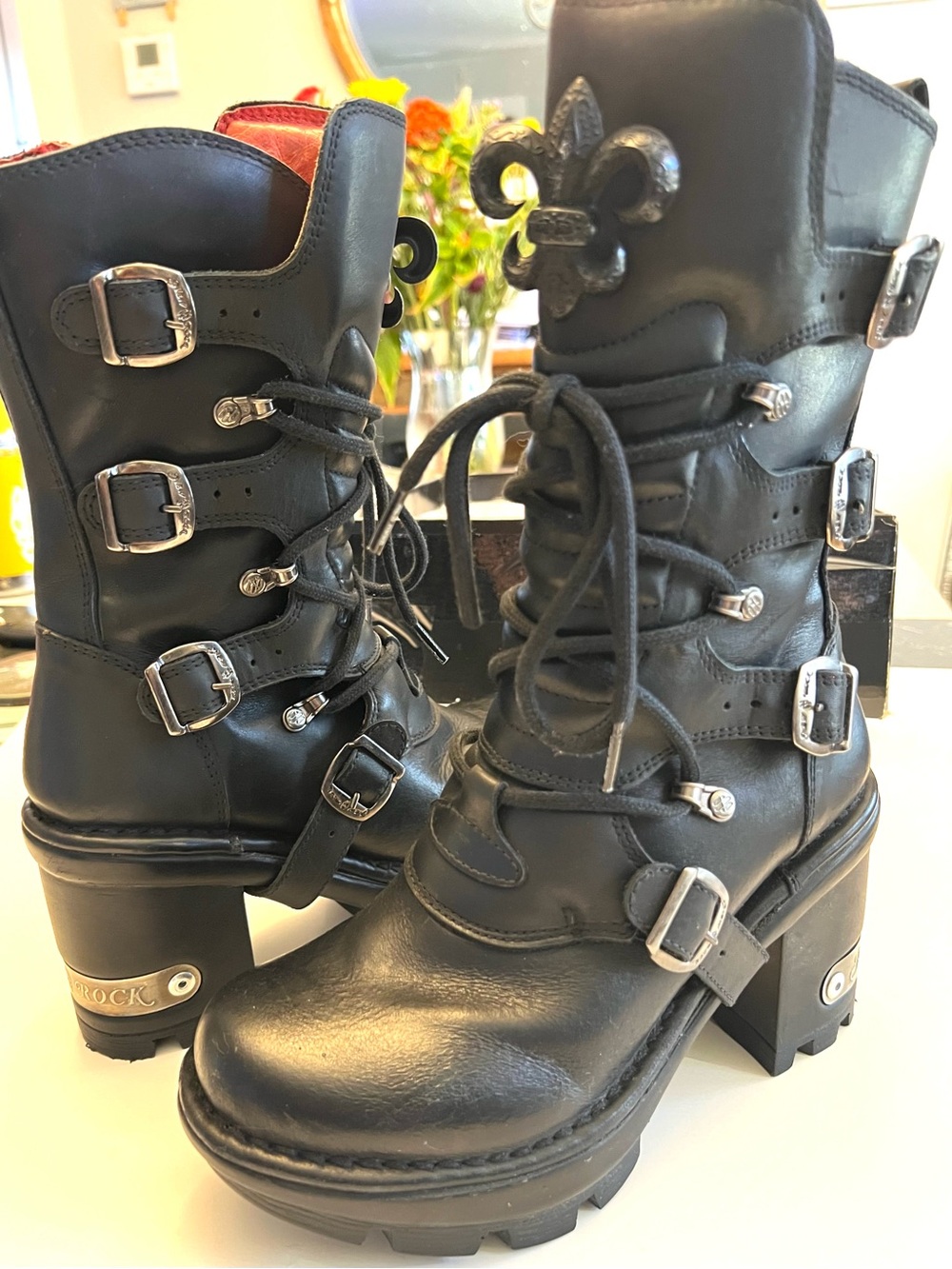NEW ROCK Platform Buckle Combat Boots - Picture 2 of 5